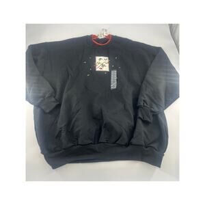 Top Stitch Sweatshirt Womens 3X Black Fall Autumn Embroidery Grannycore New